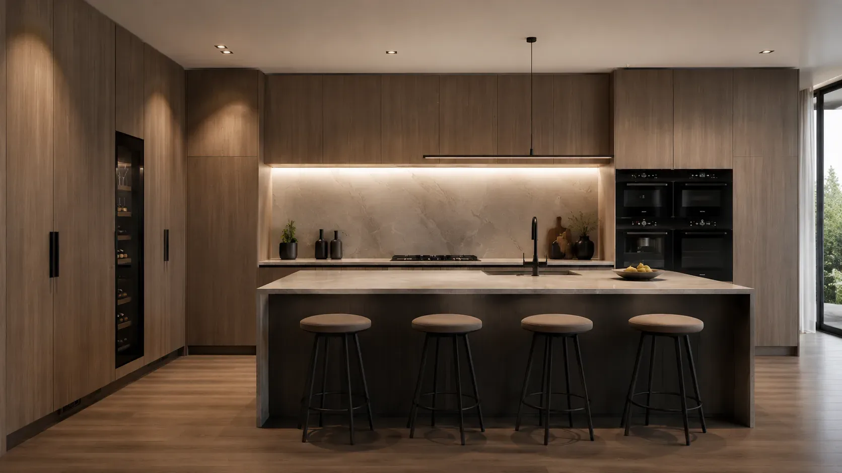 Luxury custom timber kitchen with marble island by VENGE joinery