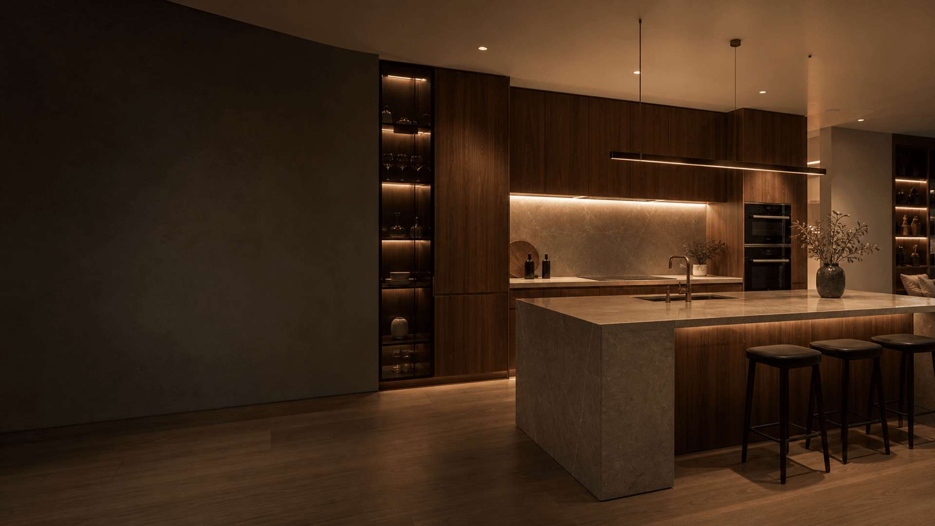 Warm luxury kitchen joinery backdrop