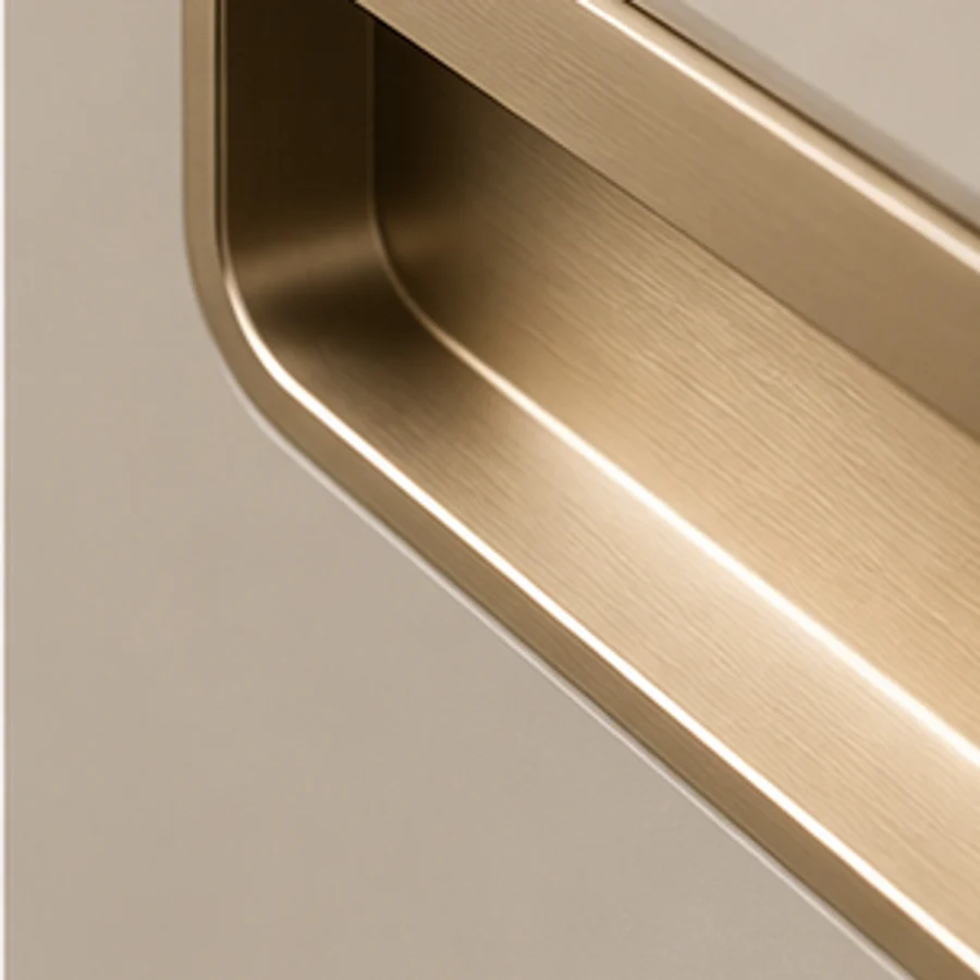 Brushed champagne integrated pull handle sample