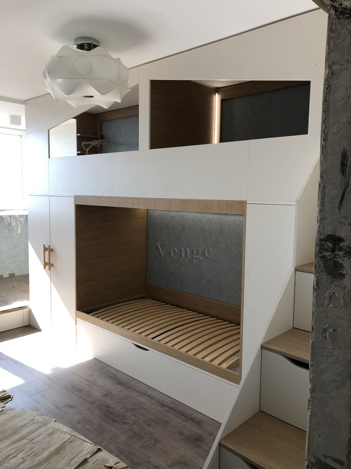 Custom kids room bunk and storage joinery