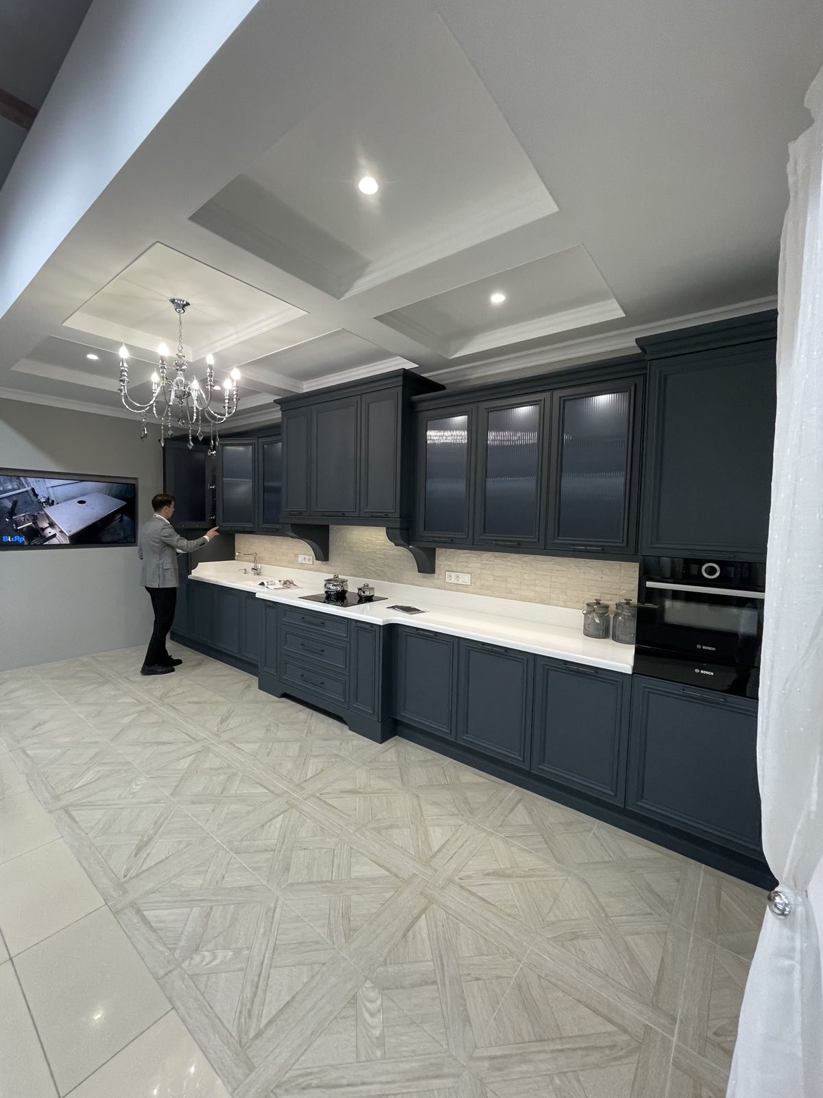 Dark Linear Kitchen With Island portfolio image 2