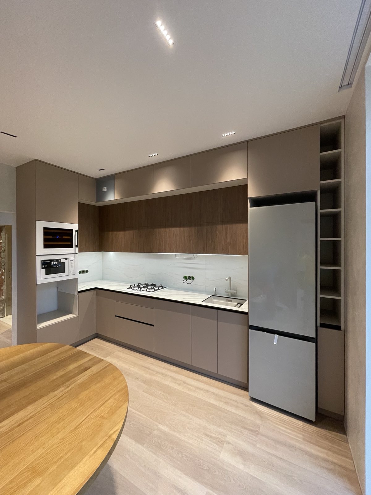 White Kitchen With Timber Overheads portfolio image 2
