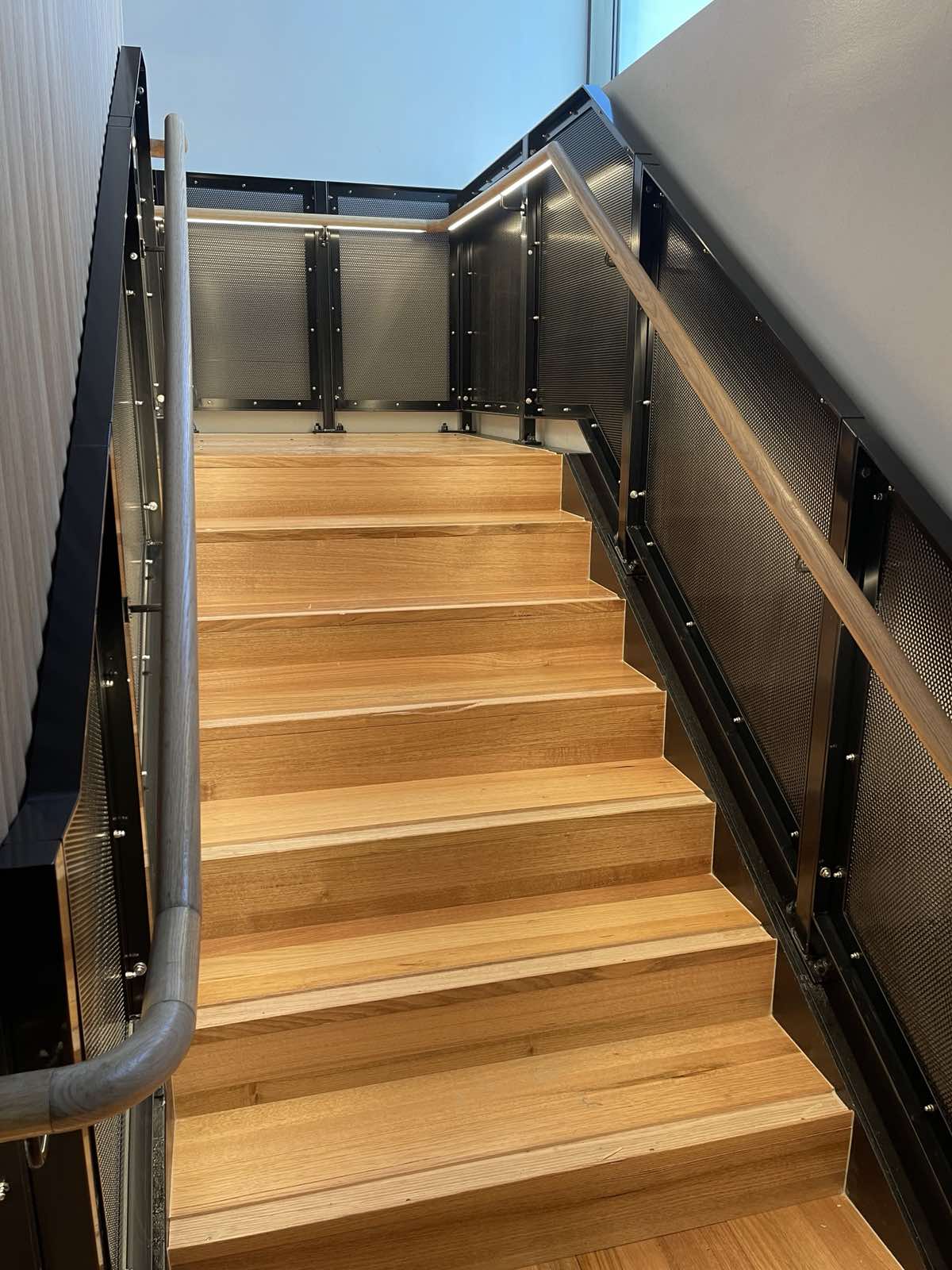 Timber stair joinery with step lighting